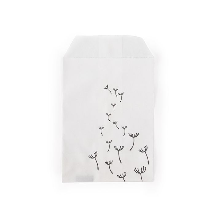 Paper Bags White with Black Dandelion 7,6x12,7 cm
