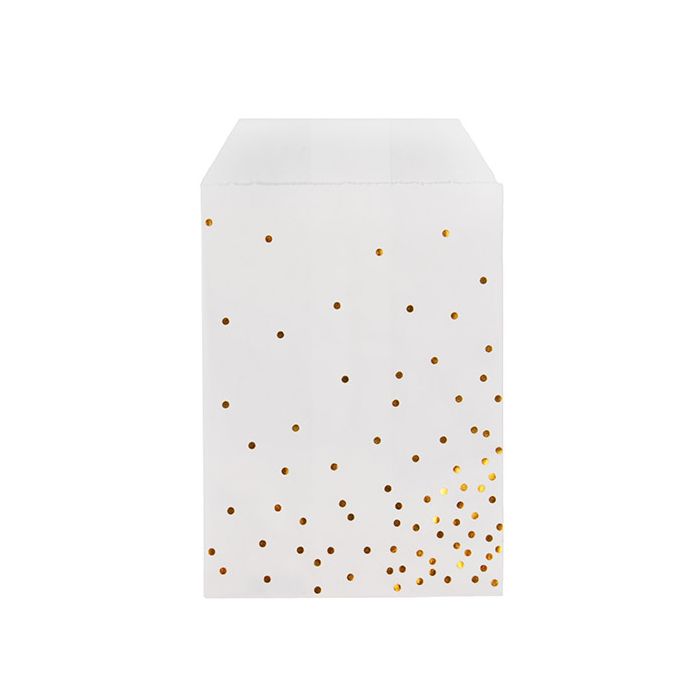 Paper Bags White with Gold Dots 7,6x12,7 cm