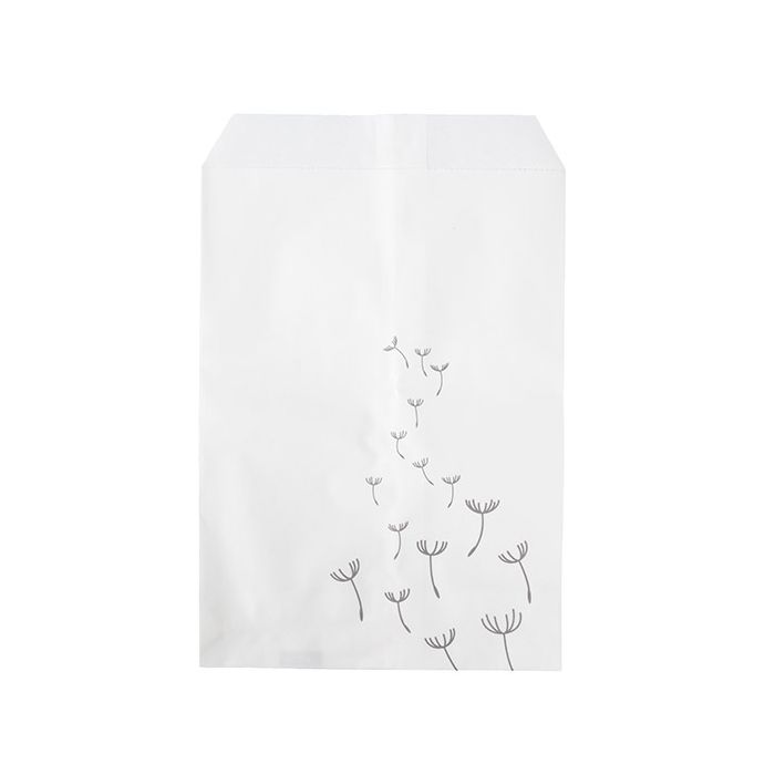 Paper Bags White with Grey Dandelions 12,7x20,3 cm
