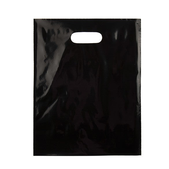 Polytragetaschen Schwarz 30.5x38.1cm PE 60 Mikron (100 Stück) [H1215BK1]