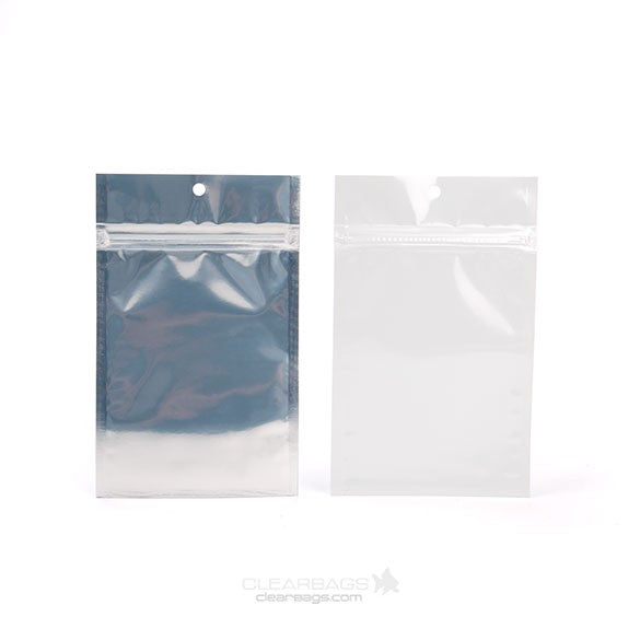 Druckverschlussbeutel Transparent/Weiß 7.5x11.5cm mit Aufhängeloch (100 Stück) [HZBB3CW]
