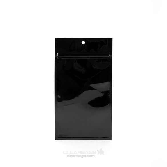 Druckverschlussbeutel Schwarz Metallisiert 10x16.5cm mit Aufhängeloch (100 Stück) [HZBB5MB]