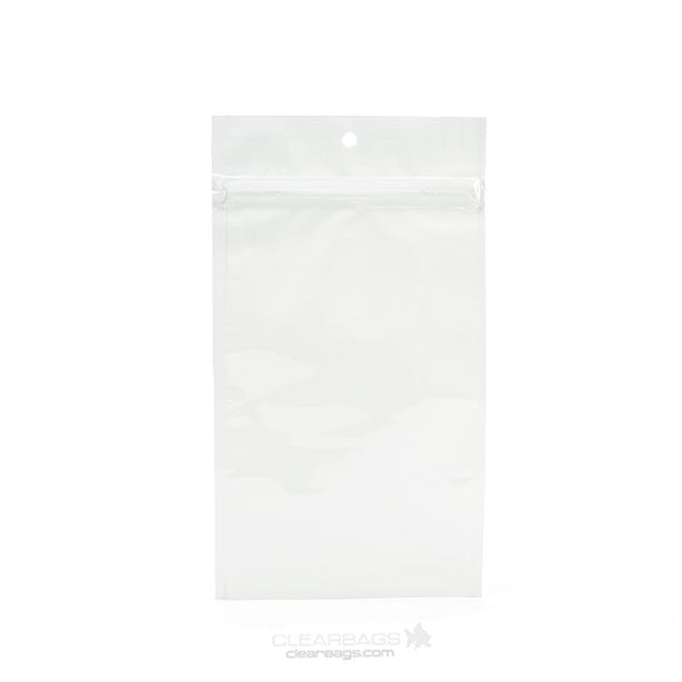 Druckverschlussbeutel Weiß Metallisiert 10x16.5cm mit Aufhängeloch (100 Stück) [HZBB5MW]