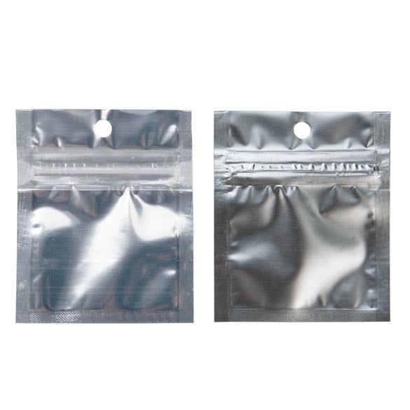 Druckverschlussbeutel Transparent/Silber 5x5cm mit Aufhängeloch (100 Stück) [HZBB9S]