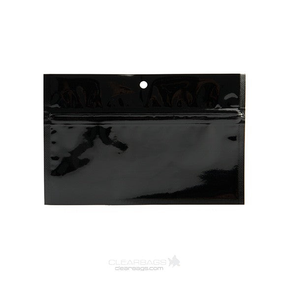 Druckverschlussbeutel Schwarz Metallisiert 15x7cm mit Aufhängeloch (100 Stück) [HZBB2MB]