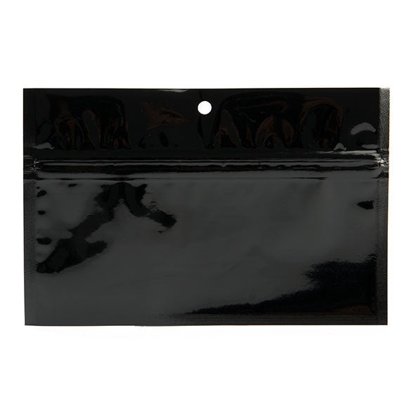 Druckverschlussbeutel Schwarz Metallisiert 15x7cm mit Aufhängeloch (100 Stück) [HZBB2MB]