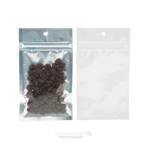 Druckverschlussbeutel Transparent/Weiß 7.5x11.5cm mit Aufhängeloch (100 Stück) [HZBB3CW]