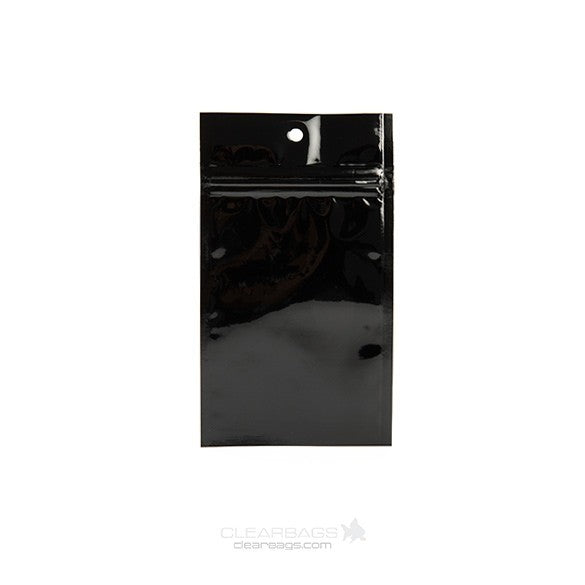 Druckverschlussbeutel Schwarz Metallisiert 7.5x11.5cm mit Aufhängeloch (100 Stück) [HZBB3MB]