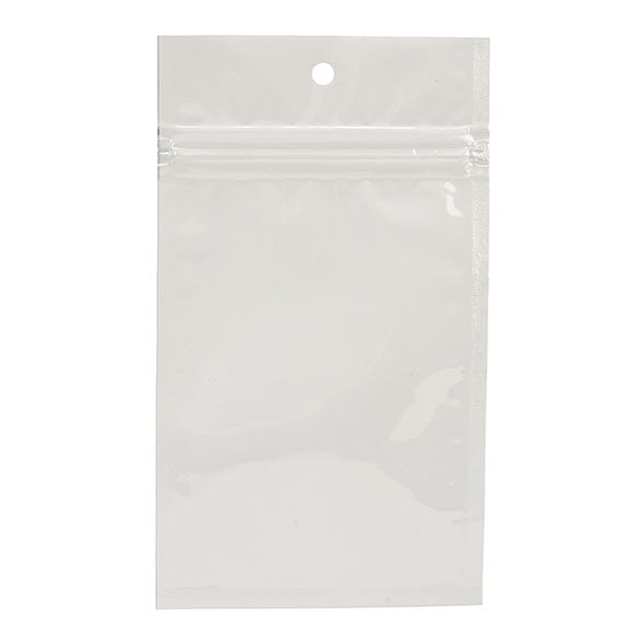 Druckverschlussbeutel Weiß Metallisiert 7.5x11.5cm mit Aufhängeloch (100 Stück) [HZBB3MW]