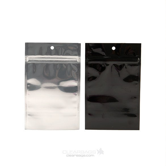Druckverschlussbeutel Transparent/Schwarz 9.2x12.7cm mit Aufhängeloch (100 Stück) [HZBB4CB]