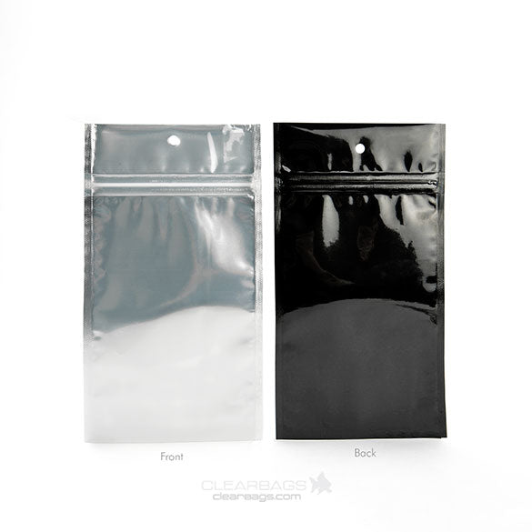 Druckverschlussbeutel Transparent/Schwarz 10x16.5cm mit Aufhängeloch (100 Stück) [HZBB5CB]