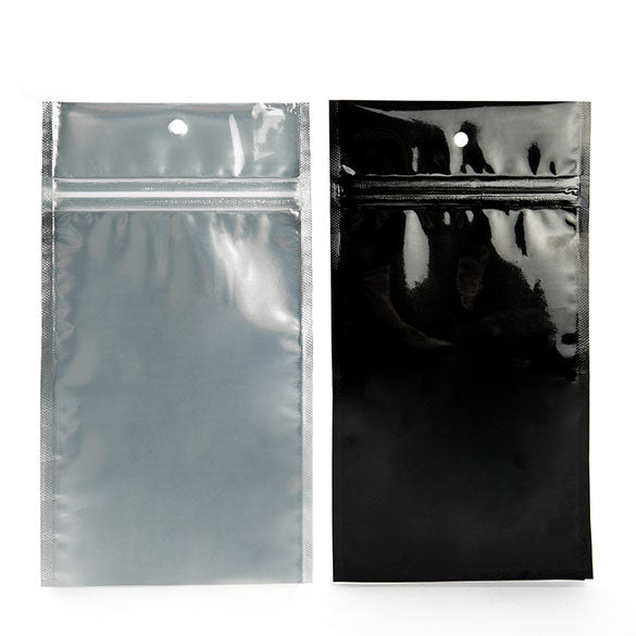 Druckverschlussbeutel Transparent/Schwarz 10x16.5cm mit Aufhängeloch (100 Stück) [HZBB5CB]