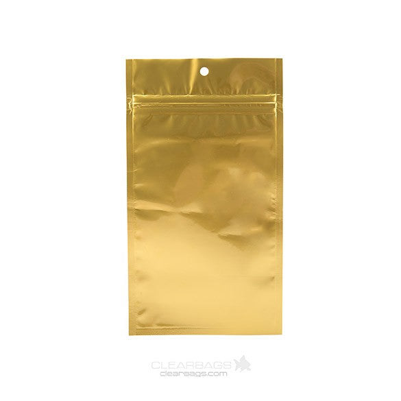 Druckverschlussbeutel Gold Metallisiert 10x16.5cm mit Aufhängeloch (100 Stück) [HZBB5MG]