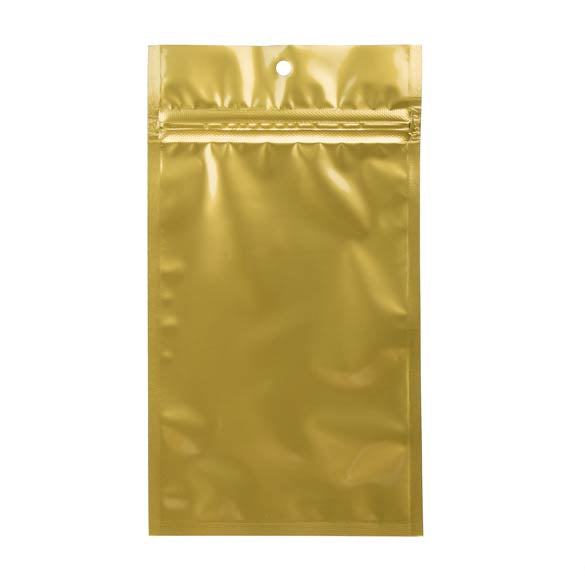 Druckverschlussbeutel Gold Metallisiert 10x16.5cm mit Aufhängeloch (100 Stück) [HZBB5MG]