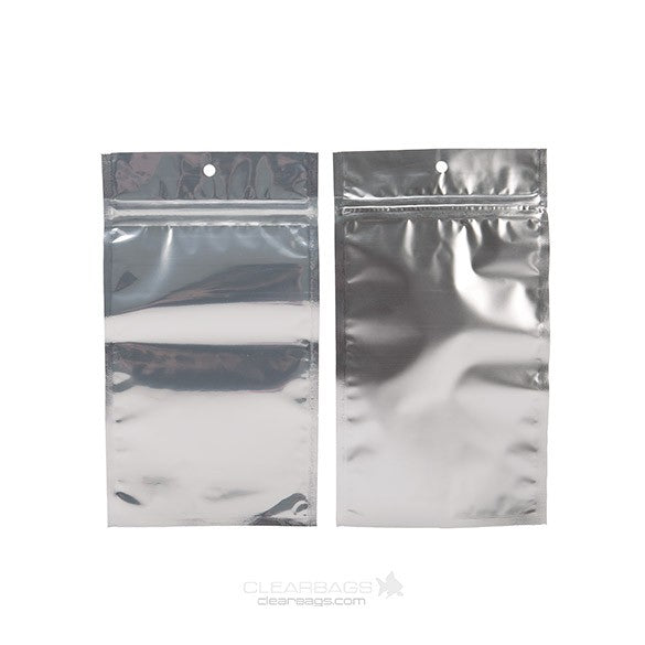Druckverschlussbeutel Transparent/Silber 10x16.5cm mit Aufhängeloch (100 Stück) [HZBB5S]
