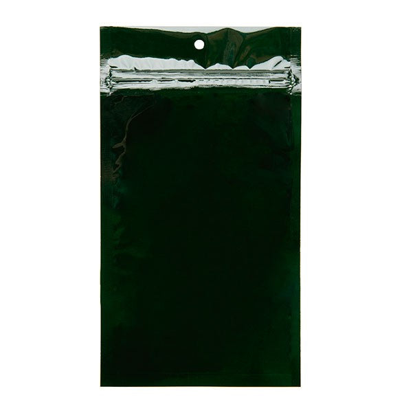 Druckverschlussbeutel Grün Metallisiert 12.5x21cm mit Aufhängeloch (100 Stück) [HZBB6HG]