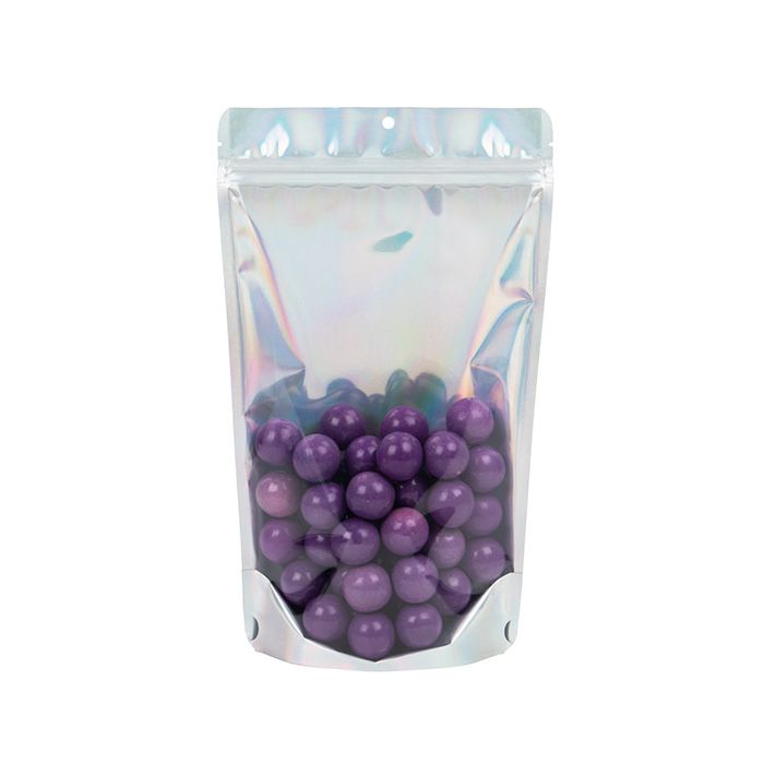 Standbodenbeutel Transparent/Irisierend 17.1x8.9x28.6cm mit Aufhängeloch 157 Gramm (25 Stück)[ZBGH4C]