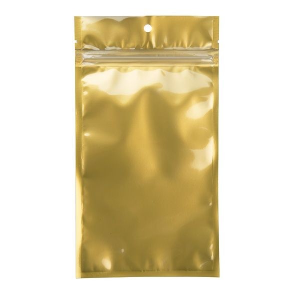 Druckverschlussbeutel Transparent/Gold 10.2x16.5cm mit Aufhängeloch (100 Stück) [HZB5CG]