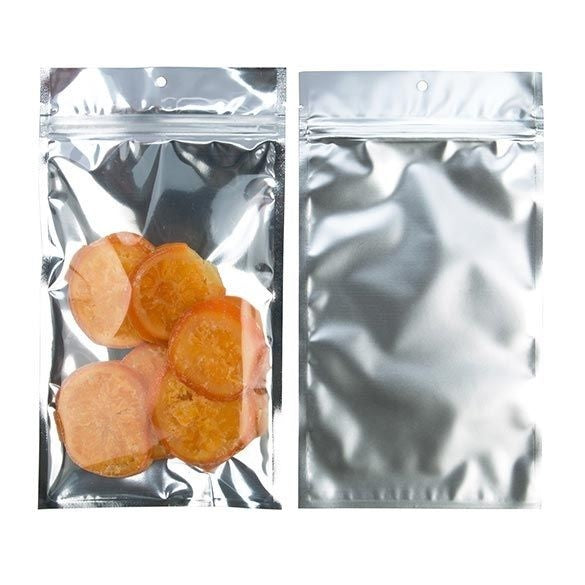 Druckverschlussbeutel Transparent/Silber 12.7x20.8cm mit Aufhängeloch (100 Stück) [HZB6S]