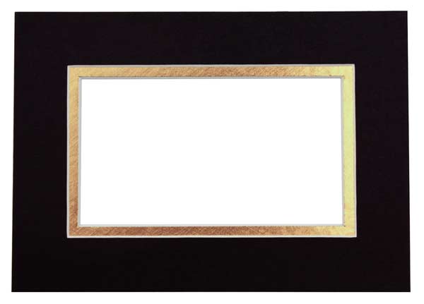 Mount Board Double thick Black/Gold 40.6x50.8cm with 27x34.6cm Window