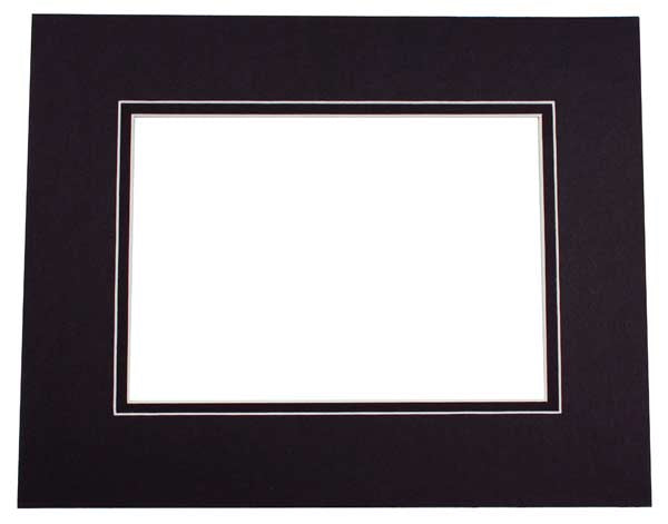Fertig-Passepartouts 32.1x47.3cm Fenster - Schwarz/Schwarz doppelte Dicke - 45.7x61cm Außenrahmen (10 Stück) [MD20138]
