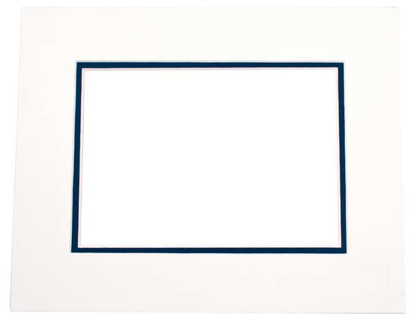 Fertig-Passepartouts 11.8x16.8cm Fenster - Elfenbein/Dunkelblau doppelte Dicke - 20.3x25.4cm Außenrahmen (10 Stück) [MD20040]