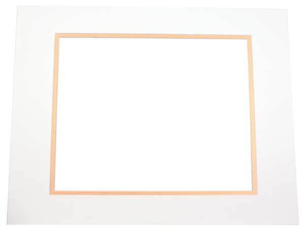 Fertig-Passepartouts 20.6x27cm Fenster - Elfenbein/Gold doppelte Dicke - 27.9x35.6cm Außenrahmen (10 Stück) [MD20073]