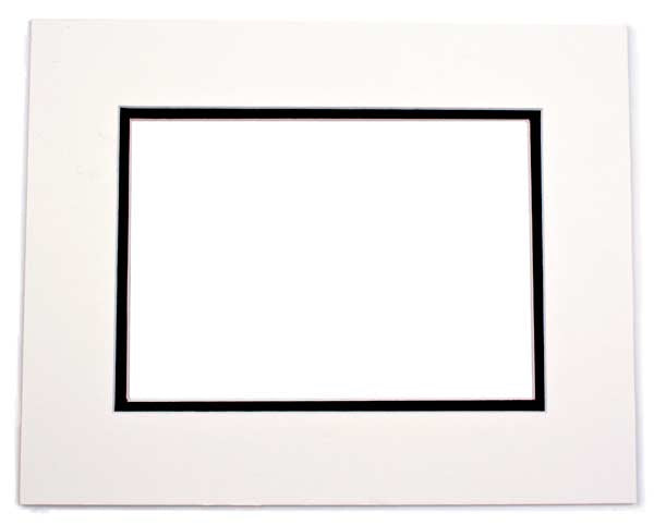 Fertig-Passepartouts 9.2 x 14.3cm Fenster - Elfenbein/Schwarz doppelte Dicke - 12.7 x 17.8cm Außenrahmen (10 Stück) [MD20129]