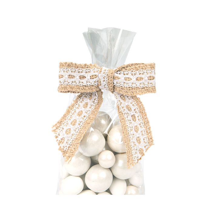 Schleife vorgebunden Jute 8,9 cm (25 Stück) [JBOWL]