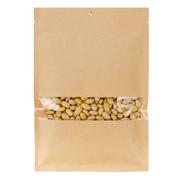 Kraft Bags Compostable 15.2x22.9cm with Window and Sealable