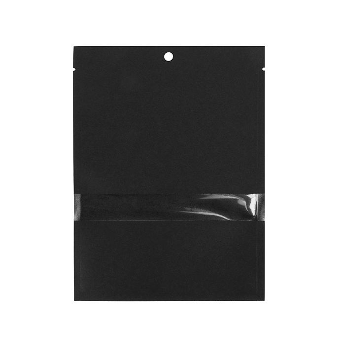 Kraft Klappenbeutel Schwarz Umweltfreudnlich 12,7x17,8 cm Verschließbar mit Fenster (100 Stück) [KHS57BKW]