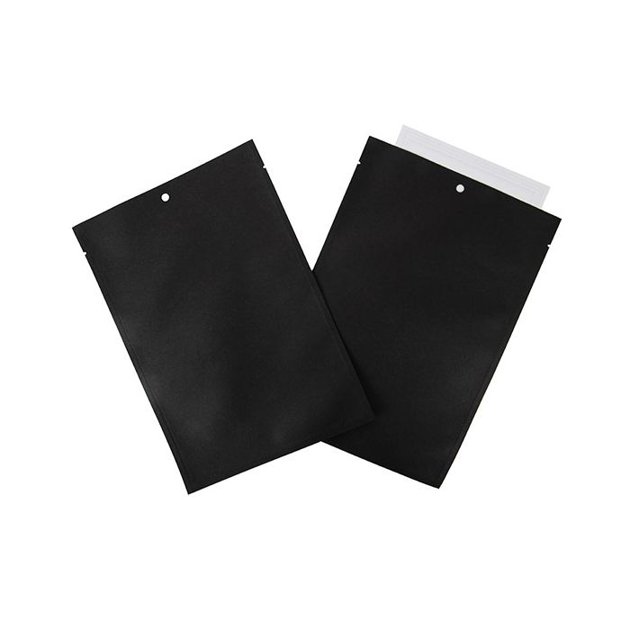 Kraft Klappenbeutel Schwarz Umweltfreundlich 15,2x22,9 cm Verschließbar (100 Stück) [KHS69BK]