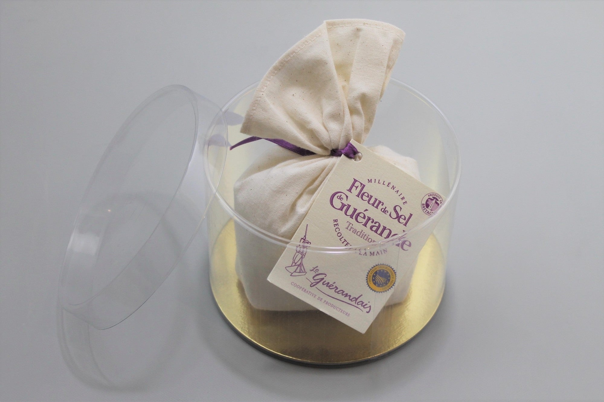 Plastic Tube round 8x8cm glued Bottom Gold and loose Lid