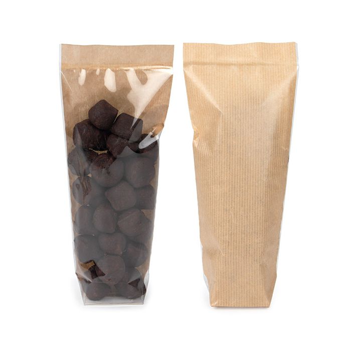 Blockbodenbeutel Kraft 5.1x4.4x21.6 cm mit Bodenblatt (100 Stück) [FGKB20]