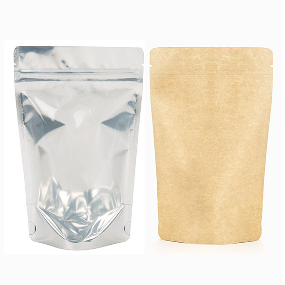 Standbodenbeutel Transparent/Kraft 13x7x20.5cm | 110 Gramm (100 Stück) [ZBGK3]