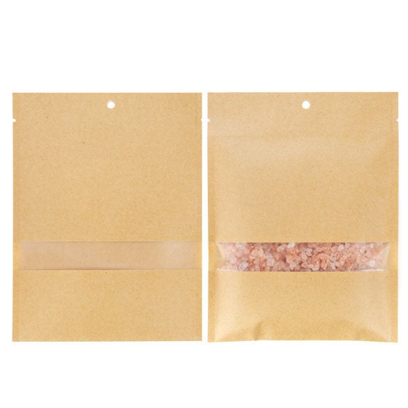 Kraftbeutel 13.7x18.5cm Braun mit Fenster | Heißsiegelfähig (100 Stück) [KHS57MW]