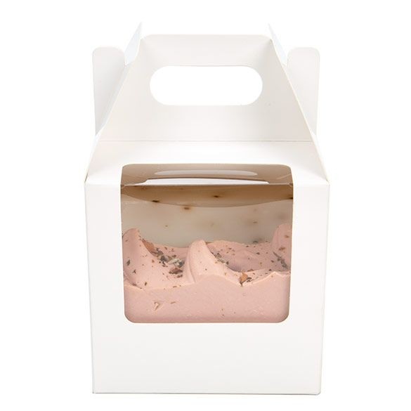 Papierboxen mit Griffen Weiß 10.2x10.2x10.2cm mit Sichtfenster (25 Stück) [WGWG57]