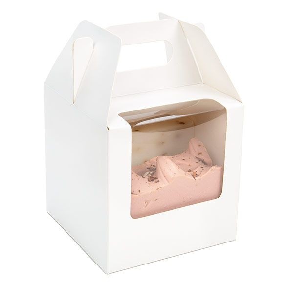 Papierboxen mit Griffen Weiß 10.2x10.2x10.2cm mit Sichtfenster (25 Stück) [WGWG57]