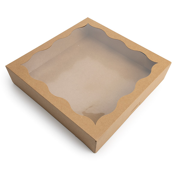 Kraft Papierschachtel mit gewelltem Sichtfenster 30,5x6,4x30,5 cm (25 Stück) [WKRG122]