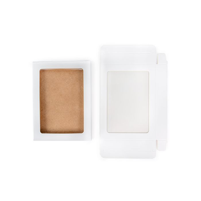 Pappschachteln Kraft weiß mit Fenster 10.2x2.1x13.8 cm (25 Stück) [WKRGW313]