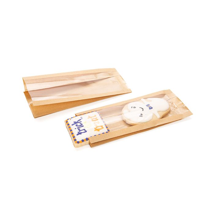 Kraftbeutel Braun mit Fenster 7.6x5.1x16.5cm mit Seitenfalten (100 Stück) [KSG2]