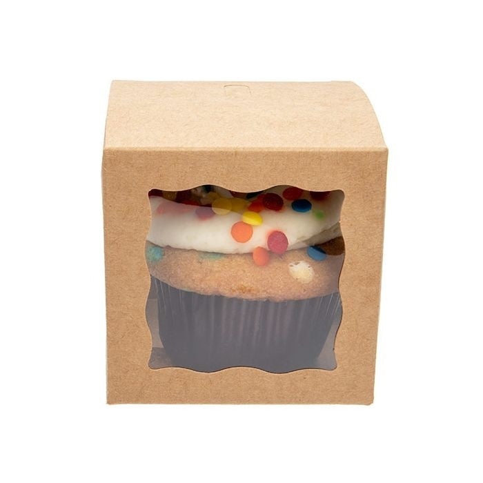 Geschenkschachteln Kraft Braun mit 3 Fenstern 7.5x7.5x7.5cm (25 Stück) [WKRG345]