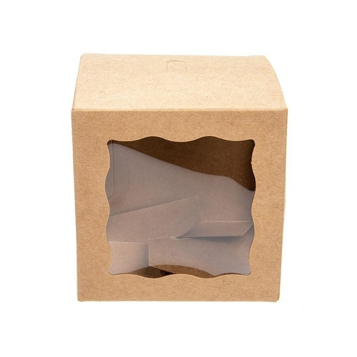 Geschenkschachteln Kraft Braun mit 3 Fenstern 7.5x7.5x7.5cm (25 Stück) [WKRG345]