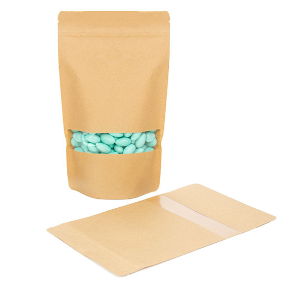 Standbodenbeutel Kraft 17x9x28.5cm | 340 Gramm (100 Stück) [ZBGW4K]