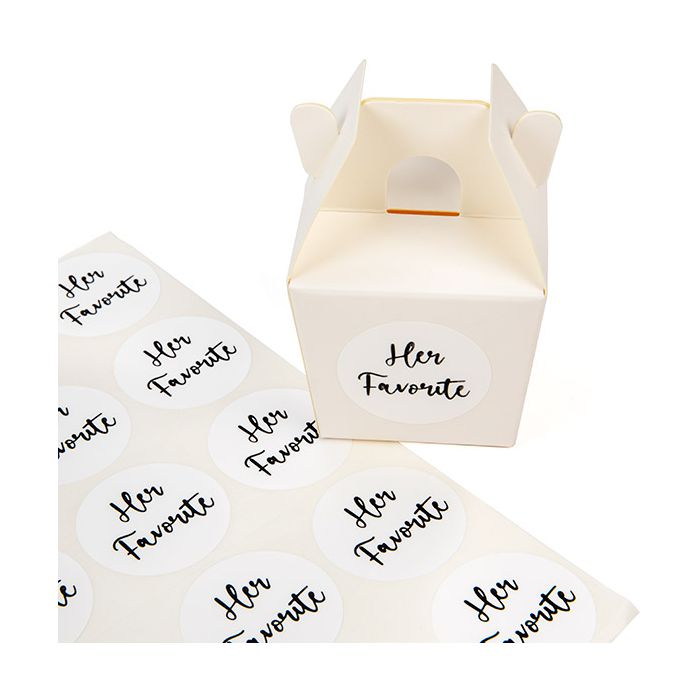 Sticker Rund "Her Favorite" (Weiß mit Schwarz Text) 3,8 cm (1 Blatt) [LS1HHER]