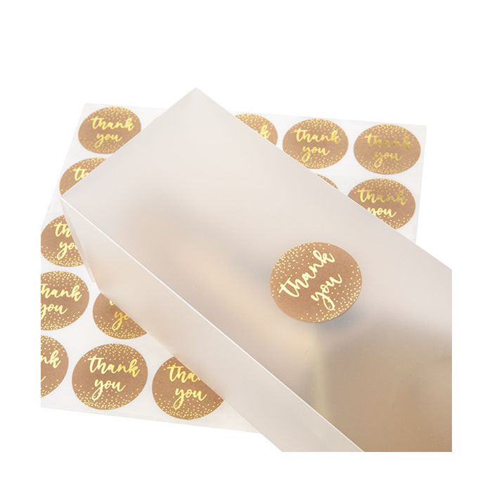 Sticker Rund "Thank You" (Kraft mit Gold Text) 3,8 cm (1 Blatt) [LS1HKTY]