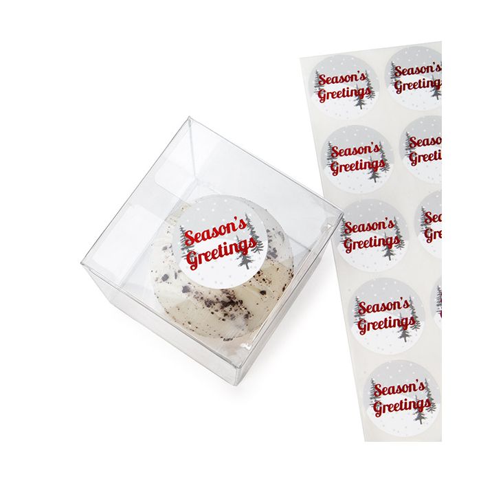 Sticker Rund "Season's Greetings" (Grau/Weiß mit Rot Hot Stamp) 3,8 cm (1 Blatt) [LS1HSG]