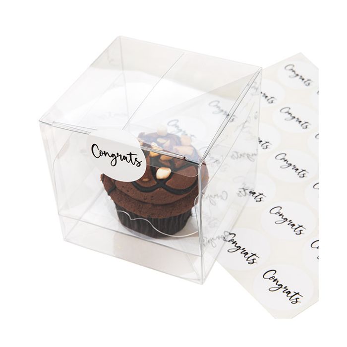 Sticker Rund "Congrats" (Weiß mit Schwarz Text) 3,8 cm (1 Blatt) [LS1HWC]