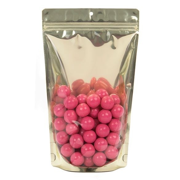 Standbodenbeutel Transparent/Mattgold 17.1x8.9x28.6cm | 340 Gramm (100 Stück) [ZBGMG4]