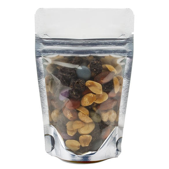 Standbodenbeutel Transparent/Gold 8x5x13cm | 28 Gramm (100 Stück) [ZBGG1]